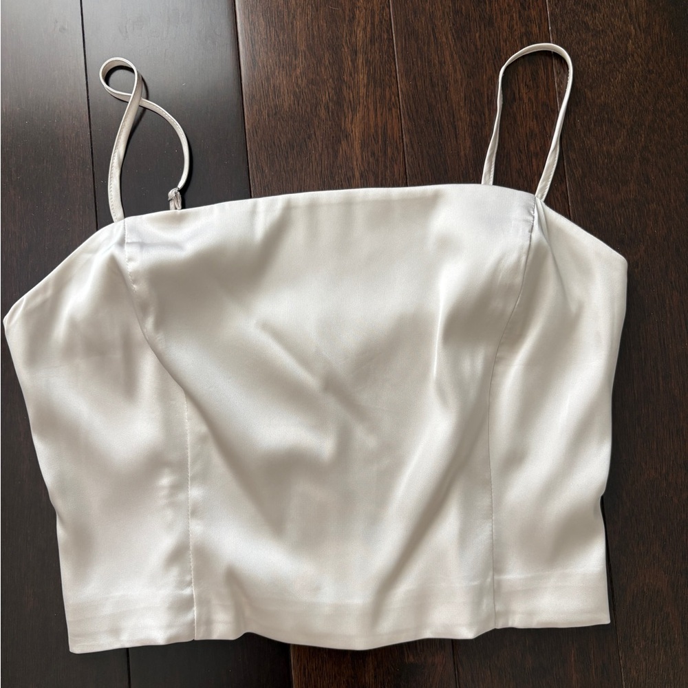 Aritzia Sunday Best Satin Spaghetti Strap Crop Top